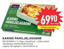 Willys DAFGÅRDS Karins familjelasagne erbjuda