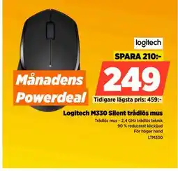 Power Logitech M330 Silent trådlös mus erbjuda