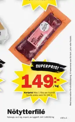 Pekås Nötytterfilé, Medlemspris erbjuda