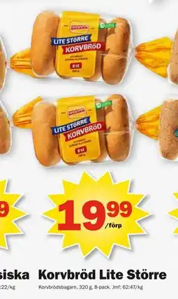 Pekås Korvbröd Lite Större erbjuda