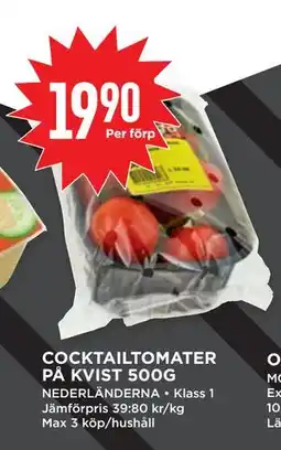 Willys COCKTAILTOMATER PÅ KVIST 500G erbjuda