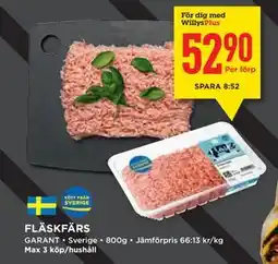 Willys FLÄSKFÄRS, Medlemspris erbjuda