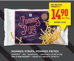 Willys POMMES STRIPS, POMMES FRITES, Medlemspris erbjuda