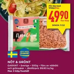 Willys Hemma NÖT & GRÖNT, Medlemspris erbjuda