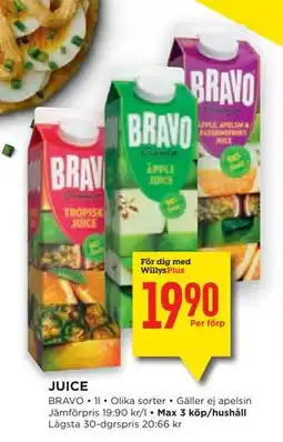 Willys Hemma JUICE, Medlemspris erbjuda