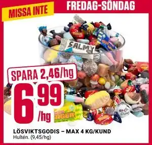 LÖSVIKTSGODIS – MAX 4 KG/KUND