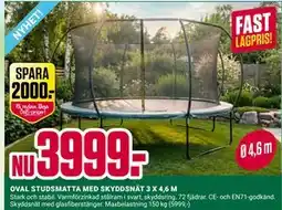 ÖoB OVAL STUDSMATTA MED SKYDDSNÄT 3 X 4,6 M erbjuda