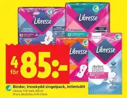 ICA Kvantum Bindor, trosskydd singelpack, intimtvätt erbjuda