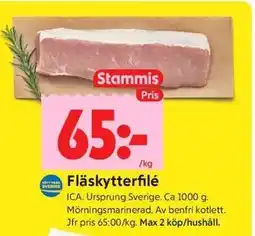 ICA Kvantum Fläskytterfilé, Medlemspris erbjuda