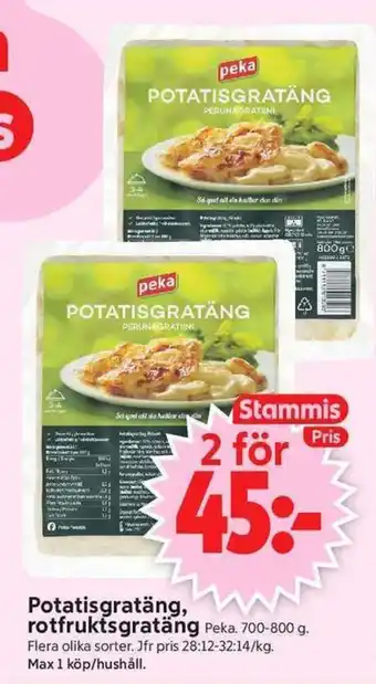 ICA Supermarket PEKA Potatisgratäng, rotfruktsgratäng erbjuda
