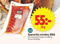 ICA Supermarket ICA Spareribs smokey BBQ erbjuda