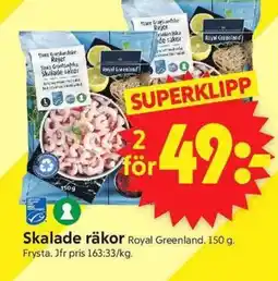 ICA Supermarket ROYAL GREENLAND Skalade räkor erbjuda