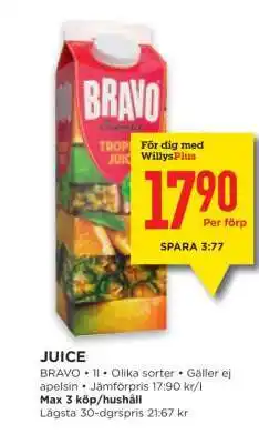 Willys JUICE erbjuda