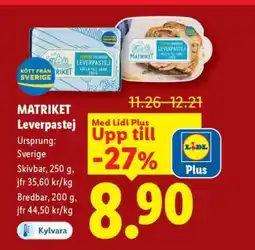 Lidl MATRIKET Leverpastej erbjuda