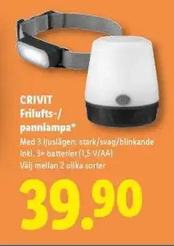 Lidl CRIVIT Frilufts-/ pannlampa erbjuda