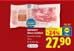 Lidl MATRIKET Skivat stekfläsk erbjuda