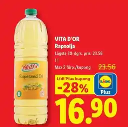 Lidl VITA D'OR Rapsolja erbjuda