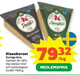 Coop Klassikerost Sverige/Arla erbjuda