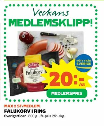 Coop Daglivs Falukorv i ring erbjuda