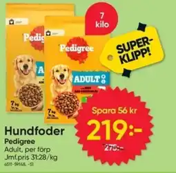 DollarStore Pedigree Hundfoder erbjuda