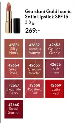Oriflame Giordani Gold Iconic Satin Lipstick SPF 15 erbjuda