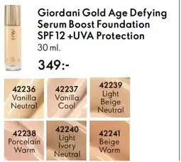 Oriflame Giordani Gold Age Defying Serum Boost Foundation SPF 12 +UVA Protection erbjuda