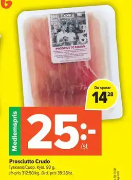 Coop Extra Prosciutto Crudo, Medlemspris erbjuda