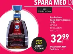 Citti Ron Arehucas Añejo Reserva Especial, 18 År, EUR 36.99, Medlemspris erbjuda
