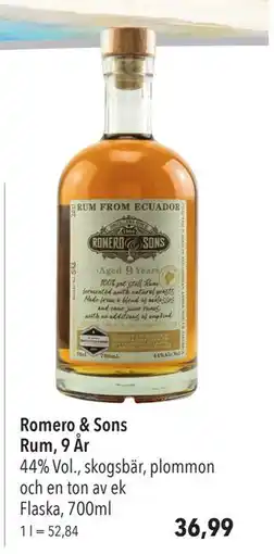 Citti Romero & Sons Rum, 9 År, EUR 36.99 erbjuda