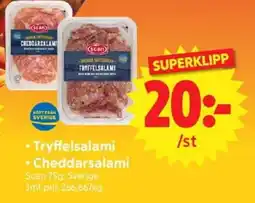 Nya Pulsen Scan • Tryffelsalami • Cheddarsalami erbjuda