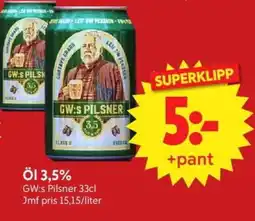 Nya Pulsen GW:s Pilsner Öl 3.5% erbjuda