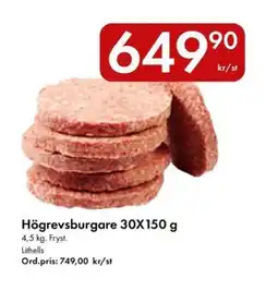 Snabbgross Högrevsburgare 30X150 g erbjuda