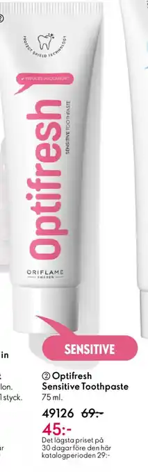 Oriflame OPTIFRESH Sensitive Toothpaste erbjuda