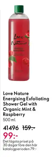 Oriflame LOVE NATURE Energising Exfoliating Shower Gel with Organic Mint & Raspberry erbjuda