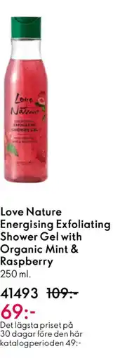 Oriflame LOVE NATURE Energising Exfoliating Shower Gel with Organic Mint & Raspberry erbjuda