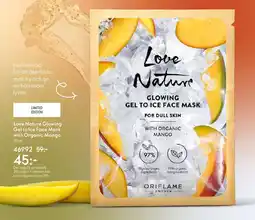 Oriflame LOVE NATURE Glowing Gel to Ice Face Mask with Organic Mango erbjuda