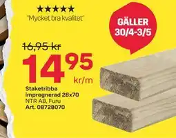 Byggmax Staketribba impregnerad 28x70 erbjuda