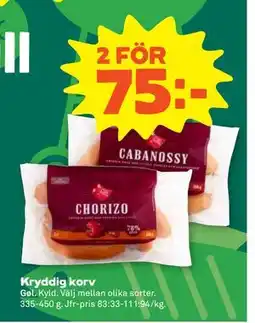 Stora Coop Kryddig korv erbjuda