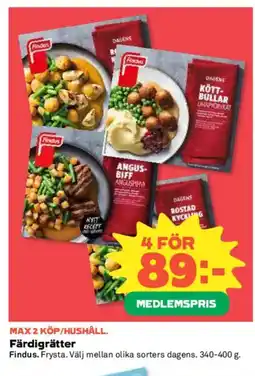 Coop FINDUS Färdigrätter erbjuda