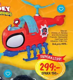 Leklust Marvel Disney Jr. Spidey and His Amazing Friends Helikopter med figur och tillbehör erbjuda