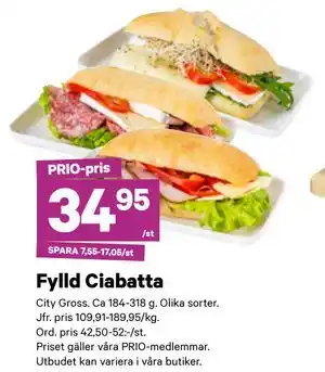 City Gross Fylld Ciabatta, Pris i appen erbjuda