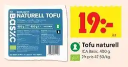 ICA Kvantum ICA Basic Tofu naturell erbjuda