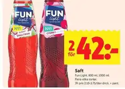 ICA Kvantum Fun Light Saft erbjuda