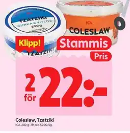 ICA Kvantum ICA Coleslaw, Tzatziki erbjuda