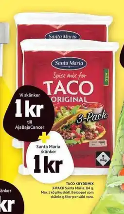 ICA Maxi SANTA MARIA Taco kryddmix 3-pack erbjuda