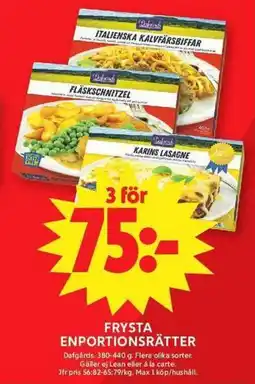 ICA Maxi DAFGÅRDS Frysta enportionsrätter erbjuda