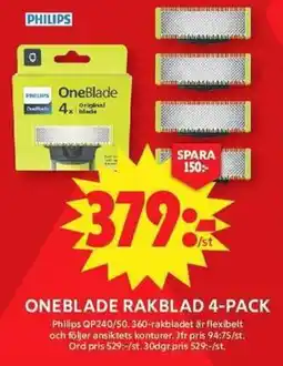 ICA Maxi PHILIPS Oneblade rakblad 4-pack erbjuda