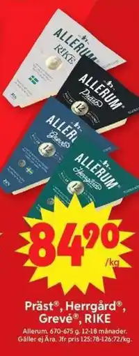 ICA Maxi ALLERUMS Präst, herrgård, grevé, rike erbjuda