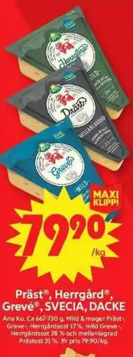 ICA Maxi ARLA Präst, herrgård, grevé, svecia, dacke erbjuda