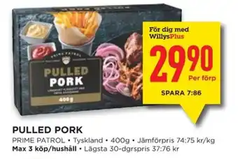 Willys PRIME PATROL Pulled pork erbjuda